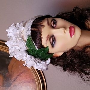 New! Hand Crafted Real Feel Gardenia Bridal Headband Bouquet.